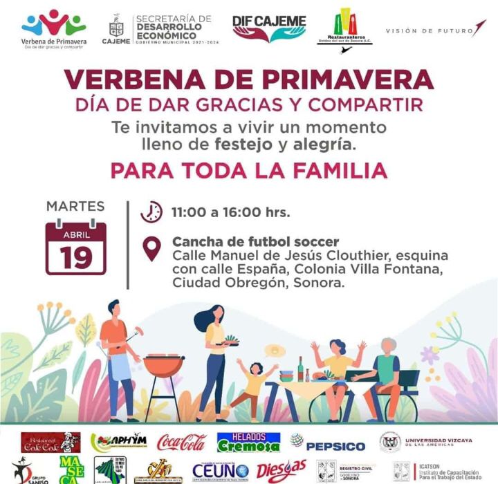 INVITA AYUNTAMIENTO Y RESTAURANTEROS UNIDOS DEL SUR DE SONORA A TRADICIONAL VERBENA DE PRIMAVERA