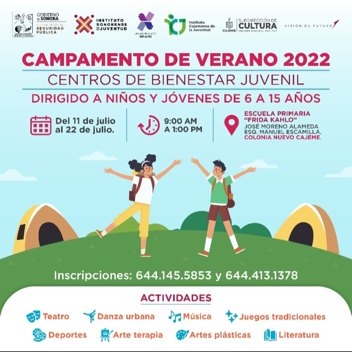 INVITAN A CAMPAMENTOS DE VERANO EN CENTROS DE BIENESTAR JUVENIL