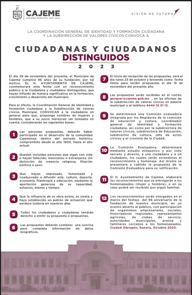 GOBIERNO MUNICIPAL LANZA CONVOCATORIA PARA EL PROGRAMA CIUDADANAS Y CIUDADANOS DISTINGUIDOS