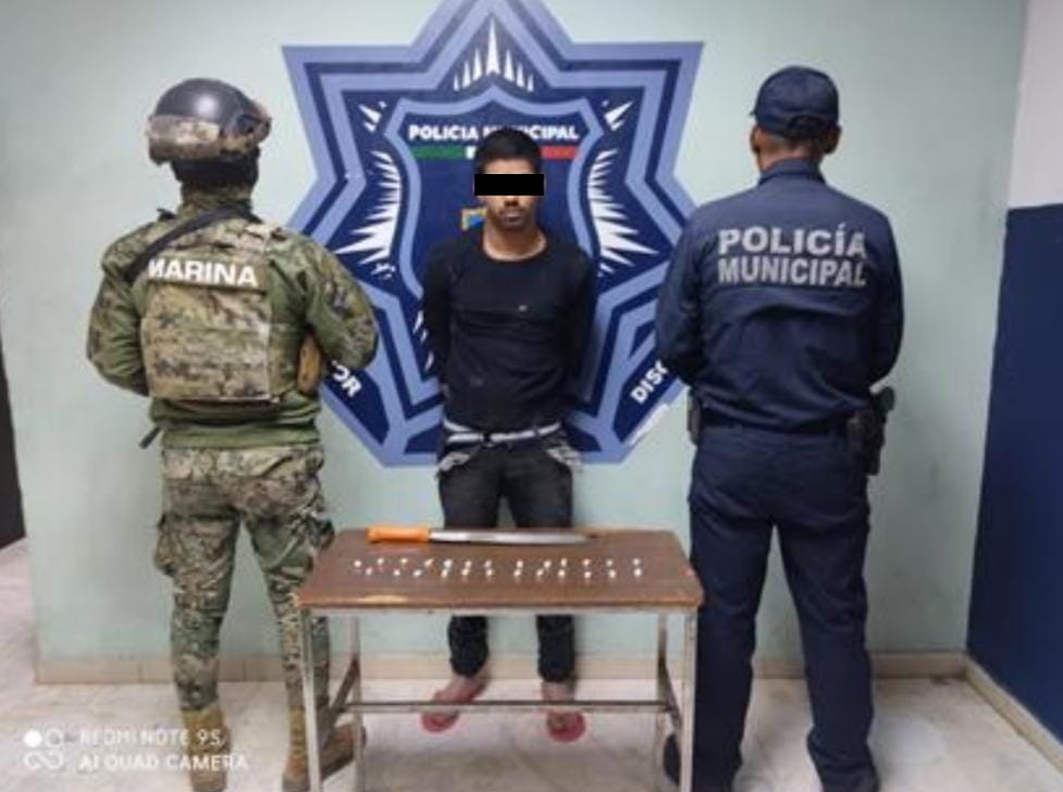 CAPTURA SSPM A SUJETO CON MACHETE Y DROGAS EN LA REAL DEL NORTE